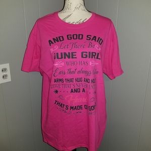 Womens Large pink "June" T-shirt